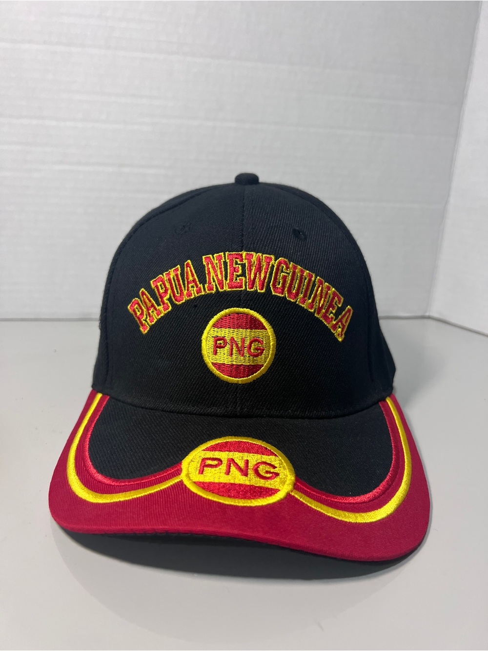 Papua New Guinea PNG Embroidered Baseball Cap Black Red Yellow Adjustable Hat